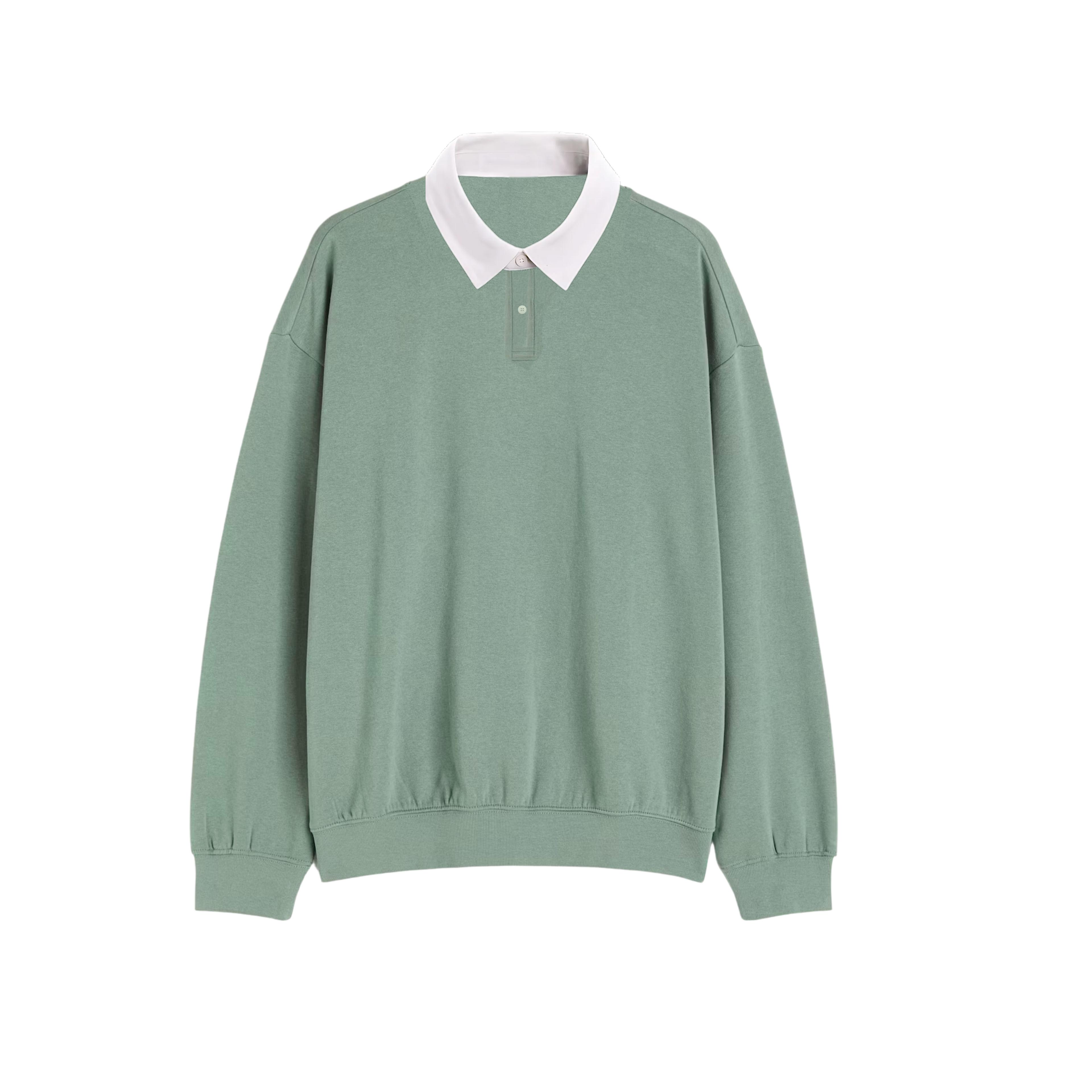 GREEN REGULAR FIT COTTON RUGBY SHIRT
